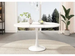Discount Merax Mesa de comedor extensible ovalada para 4 a 6 personas - L 100/140 x A 100 x A 75 cm - Madera MDF - Blanco