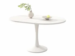 Discount Merax Mesa de comedor extensible ovalada para 4 a 6 personas - L 100/140 x A 100 x A 75 cm - Madera MDF - Blanco