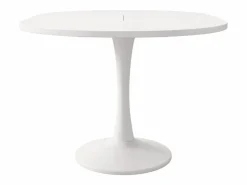 Discount Merax Mesa de comedor extensible ovalada para 4 a 6 personas - L 100/140 x A 100 x A 75 cm - Madera MDF - Blanco