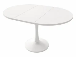 Discount Merax Mesa de comedor extensible ovalada para 4 a 6 personas - L 100/140 x A 100 x A 75 cm - Madera MDF - Blanco