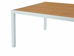 MYLIA Mesa de comedor jardín aluminio polywood L.140cm + 8 sillas natural claro MACILA