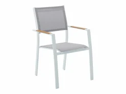 MYLIA Mesa de comedor jardín aluminio polywood L.140cm + 8 sillas natural claro MACILA