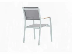 MYLIA Mesa de comedor jardín aluminio polywood L.140cm + 8 sillas natural claro MACILA
