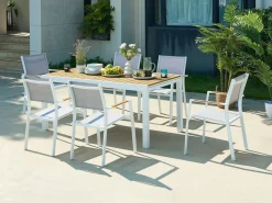 Online Mesa de comedor jardín extensible aluminio poliwood L.170/230 cm - Natural claro - MACILA Comedores De Jardín