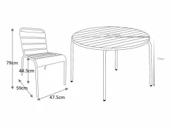 MYLIA Mesa de comedor jardín metal mesa y 6 sillas apilables - MIRMANDE de