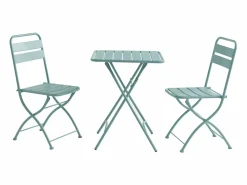 MYLIA Mesa de comedor jardín plegable de metal - mesa de 60 cm y 2 sillas plegables -