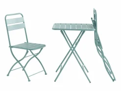 MYLIA Mesa de comedor jardín plegable de metal - mesa de 60 cm y 2 sillas plegables -