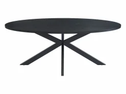 Mesa de comedor para 8 personas, chapa de roble y metal - - LINIOMA Mesa De Comedor