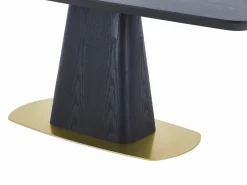 Discount Vente-unique Mesa de comedor para 8 personas con chapado de fresno y metal - y dorado - DYLORA Negro