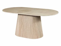 Outlet Mesa de comedor para 8 personas de mármol artificial - Efecto travertino - TIFULI Mesa De Comedor