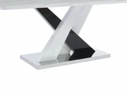 Vente-unique Mesa de comedor para 8 personas - MDF y acero inoxidable - Efecto mármol blanco y negro - EVAELA