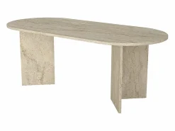 Vente-unique Mesa de comedor para 8 personas - Efecto travertino - TOPANIA