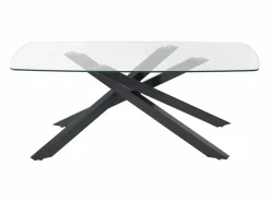 Discount Vente-unique Mesa de comedor para 8 personas en vidrio templado y metal negro - Transparente - METRILIA Transparente / Negro