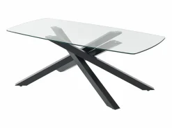 Discount Vente-unique Mesa de comedor para 8 personas en vidrio templado y metal negro - Transparente - METRILIA Transparente / Negro