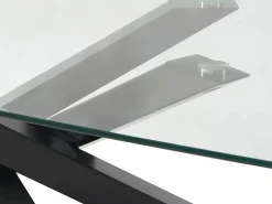 Discount Vente-unique Mesa de comedor para 8 personas en vidrio templado y metal negro - Transparente - METRILIA Transparente / Negro
