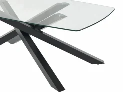 Discount Vente-unique Mesa de comedor para 8 personas en vidrio templado y metal negro - Transparente - METRILIA Transparente / Negro