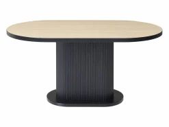 Mesa de comedor para 6 personas en MDF - Natural y Negro - CALIENO Mesa De Comedor