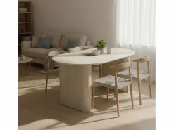 New ADEC Mesa de comedor Pietra diseño extensible 75x150-190-230x90 cm Blanco