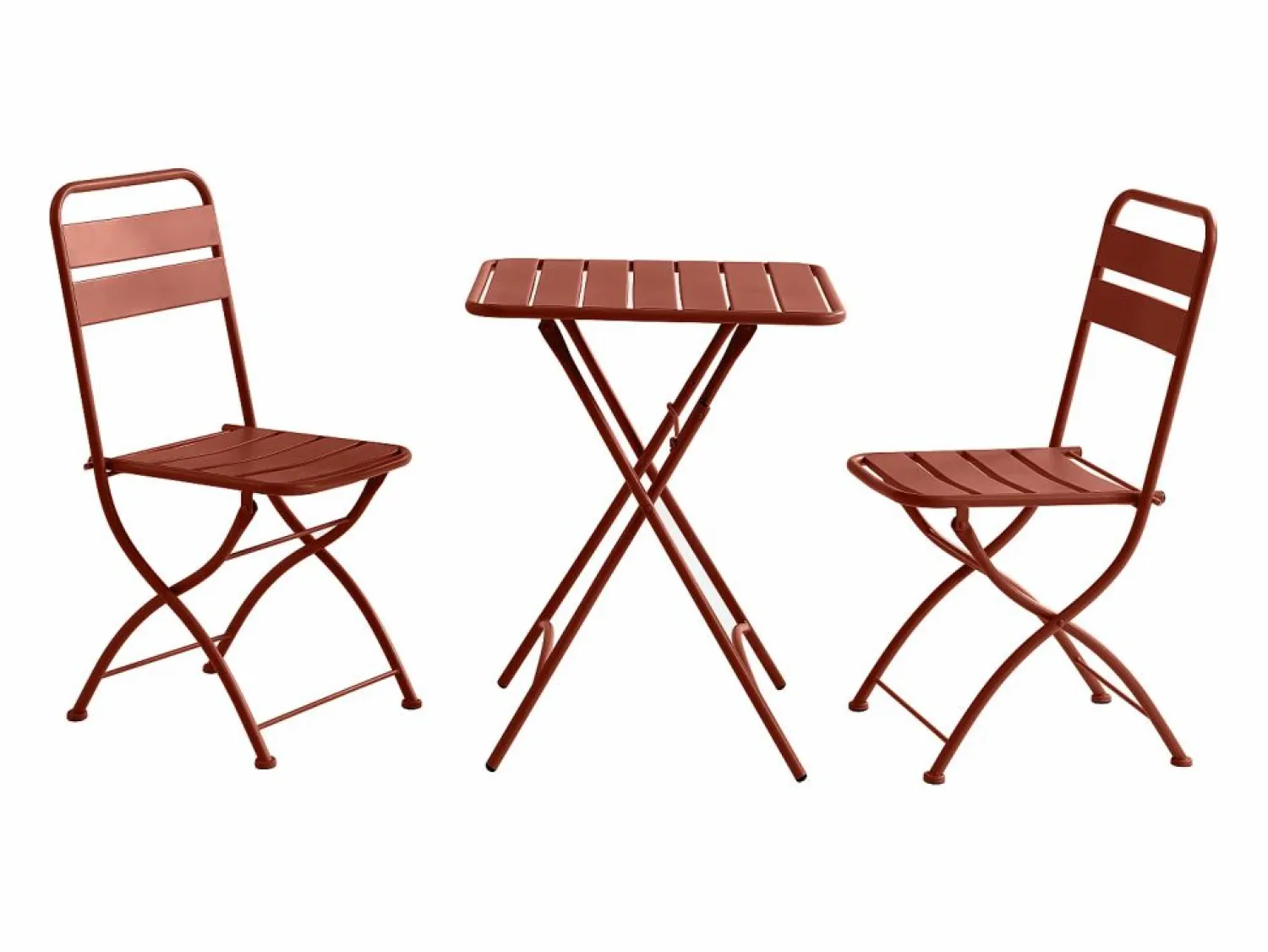 New Mesa de comedor plegable de jardín de metal mesa de 60 cm 2 sillas plegables - MIRMANDE Comedores De Jardín