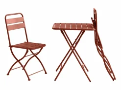 New Mesa de comedor plegable de jardín de metal mesa de 60 cm 2 sillas plegables - MIRMANDE Comedores De Jardín