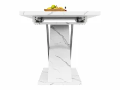Hauss Spole Mesa de comedor rectangular extensible para 4-6 personas, tapa chapada en mármol con patas en forma de X - 118/157x75x76,4cm