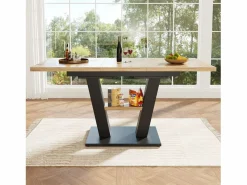 Mesa de comedor rectangular - Mesa de comedor con espacio de almacenamiento y tablero de madera - retráctil - para cocina y sala de estar