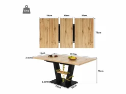 Mesa de comedor rectangular - Mesa de comedor con espacio de almacenamiento y tablero de madera - retráctil - para cocina y sala de estar