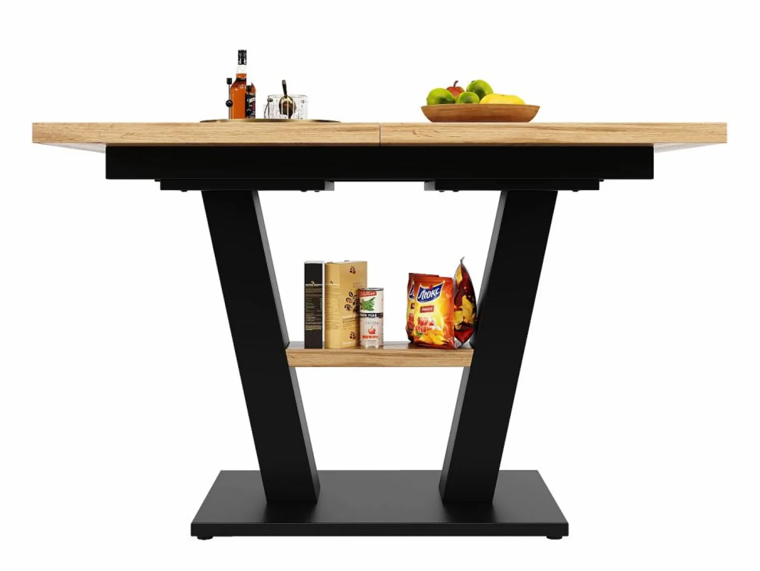 Mesa de comedor rectangular - Mesa de comedor con espacio de almacenamiento y tablero de madera - retráctil - para cocina y sala de estar
