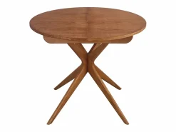 Sale Mesa de comedor redonda extensible 90cm Jubi Roble Marru00f3n chocolate