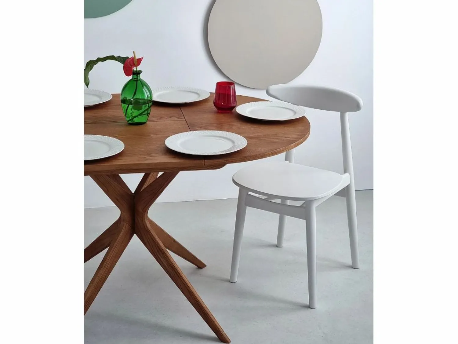 Sale Mesa de comedor redonda extensible 90cm Jubi Roble Marru00f3n chocolate