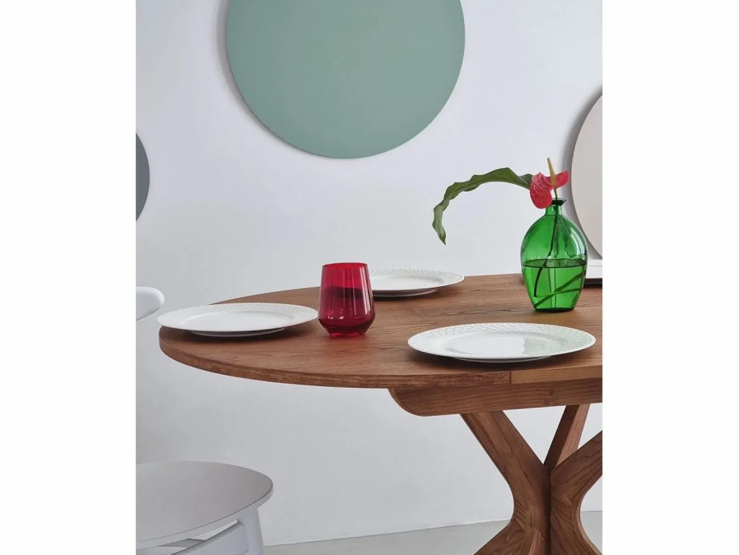Sale Mesa de comedor redonda extensible 90cm Jubi Roble Marru00f3n chocolate