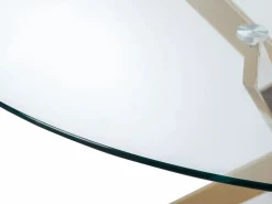 Vente-unique Mesa de comedor redonda para 2 personas de vidrio templado y metal dorado - Transparente - COSIMA
