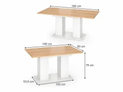 Hot Vicco Mesa de comedor roble blanco/dorado 180x90x76 dix Color natural oscuro