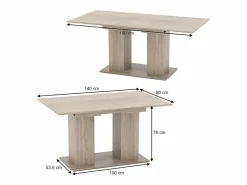 Vicco Mesa de comedor sonoma 140x90x76 dix