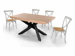 ADEC Mesa de comedor Xena extensible forma rectangular roble Nordish/negro 76x140-180-220x90 cm