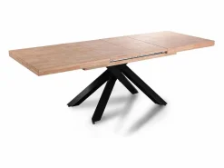 ADEC Mesa de comedor Xena extensible forma rectangular roble Nordish/negro 76x140-180-220x90 cm