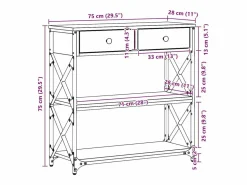 Clicnbuy Mesa de Consola con cajón Roble artisan 75 x 28 x 75 cm Marru00f3n