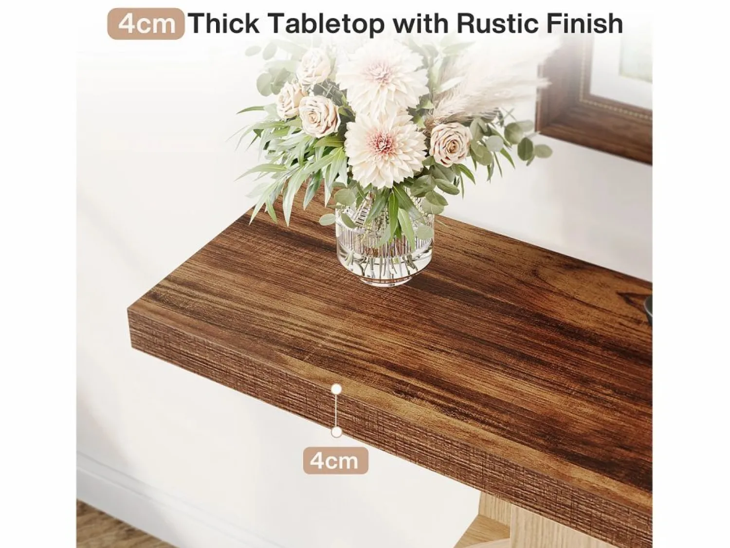 New Tribesigns Mesa de consola de 100 cm con almacenamiento - Mesa de entrada de madera para el salón, con estanterías y base circular Marru00f3n
