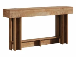Hot Tribesigns Mesa de consola de 160 cm, mesa de entrada de dos niveles, mesa auxiliar rectangular de madera detrás del sofá Marru00f3n