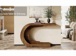 Tribesigns Mesa de consola, Mesa de comedor vintage, 110 x 35 x 75 cm, Mueble de consola para la entrada Marru00f3n