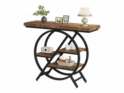Sale Tribesigns Mesa de consola, Mesa de entrada de 100 cm con tablero grueso, Mesa de salón industrial, Mesas auxiliares, Marrón rústico Marru00f3n