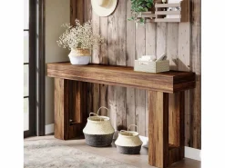 Clearance Tribesigns Mesa de consola rectangular de 160 cm de largo, mesa baja detrás del sofá, mesa de estilo rústico para la entrada, el pasillo, el salón (marrón rústico) Marru00f3n