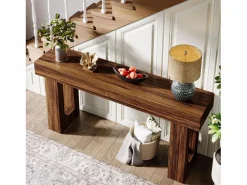 Clearance Tribesigns Mesa de consola rectangular de 160 cm de largo, mesa baja detrás del sofá, mesa de estilo rústico para la entrada, el pasillo, el salón (marrón rústico) Marru00f3n