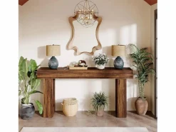 Clearance Tribesigns Mesa de consola rectangular de 160 cm de largo, mesa baja detrás del sofá, mesa de estilo rústico para la entrada, el pasillo, el salón (marrón rústico) Marru00f3n
