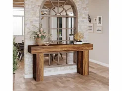 Clearance Tribesigns Mesa de consola rectangular de 160 cm de largo, mesa baja detrás del sofá, mesa de estilo rústico para la entrada, el pasillo, el salón (marrón rústico) Marru00f3n