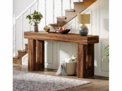 Clearance Tribesigns Mesa de consola rectangular de 160 cm de largo, mesa baja detrás del sofá, mesa de estilo rústico para la entrada, el pasillo, el salón (marrón rústico) Marru00f3n