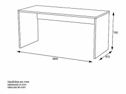 Online Mesa de despacho acabado soft, 75 cm(alto)160 cm(ancho)68 cm(fondo) Blanco