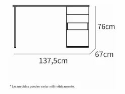 Hot Mesa de despacho Kiroba acabado roble gold/blanco, 76cm(alto) 137.5cm(ancho) 67cm(fondo) Marru00f3n
