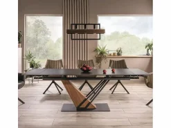 Clearance MSO Mesa de diseño extensible Viro 180-240cm efecto metal y mármol Negro