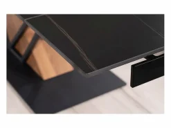 Clearance MSO Mesa de diseño extensible Viro 180-240cm efecto metal y mármol Negro